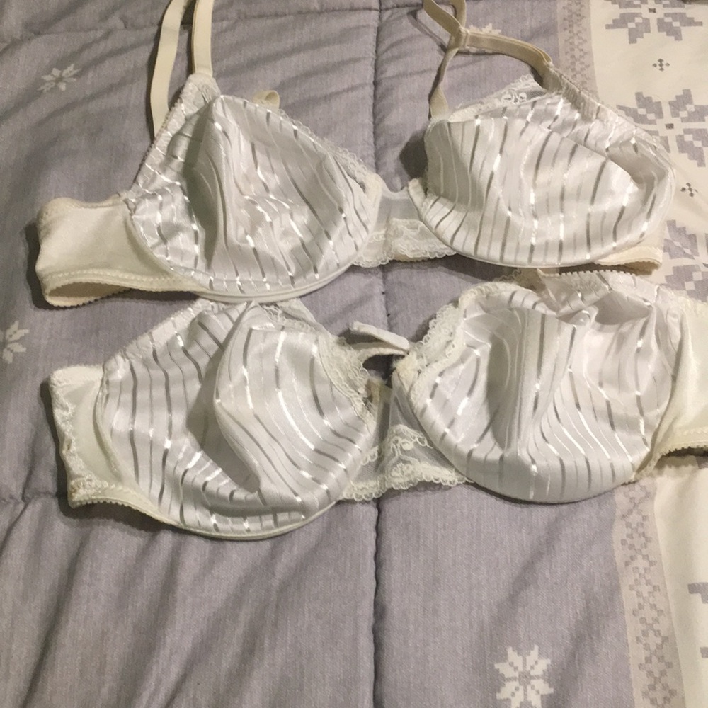 Two Retro White Underwired Bras